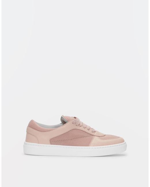 Fabiana Filippi Pink Leather Sneaker With Mesh Inset