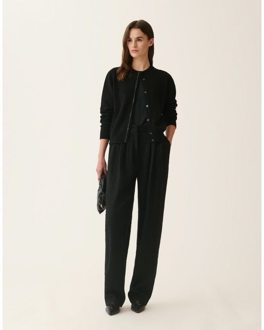 Fabiana Filippi Black Platinum Cardigan With Crystals