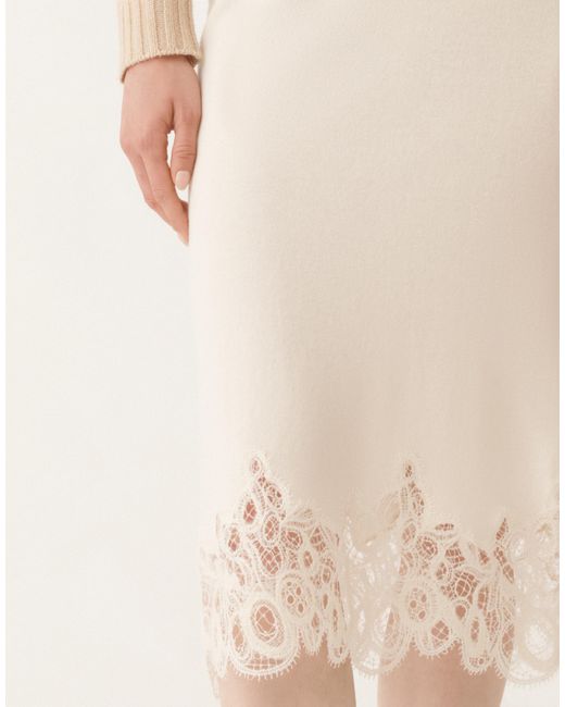 Fabiana Filippi Natural Platinum Skirt With Macramé Lace, Raffia