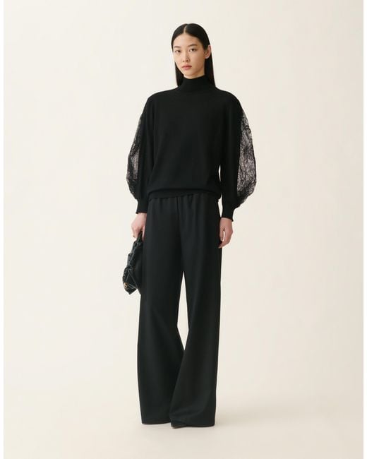 Fabiana Filippi Black Oversized Cargo Flannel Trousers