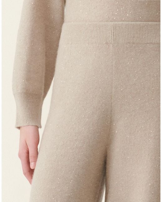 Fabiana Filippi Natural Wool And Silk Trousers With Sequins