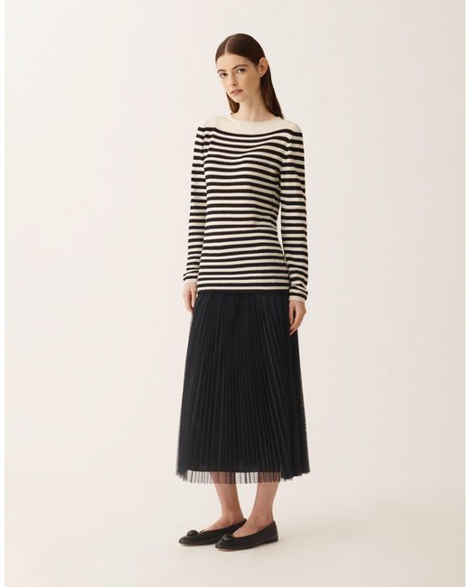 Fabiana Filippi Black Organic Cotton Sweater With Micro Sequins, Butter And