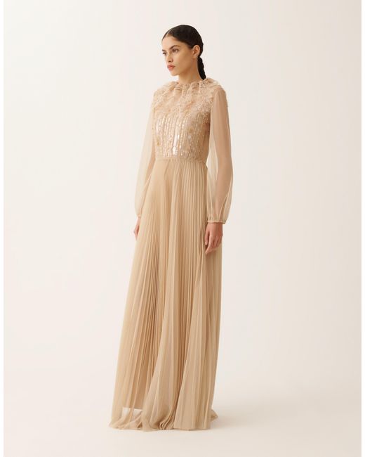 Fabiana Filippi Natural Pleated Tulle Dress, Maple