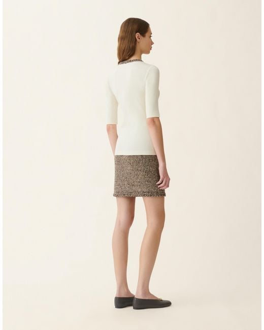 Fabiana Filippi Natural Ribbed Cotton Jersey T-Shirt