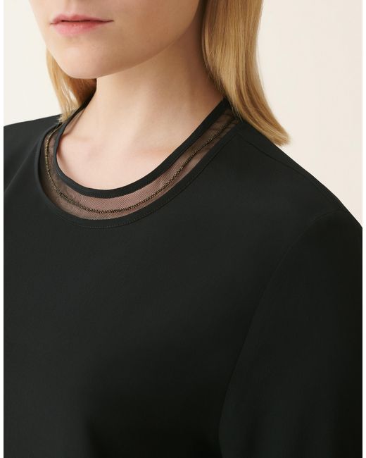 Fabiana Filippi Black Short-Sleeve Crêpe De Chine Top