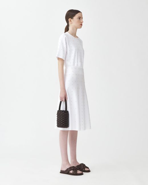 Fabiana Filippi White Compact Viscose Flared Skirt With Double Stud
