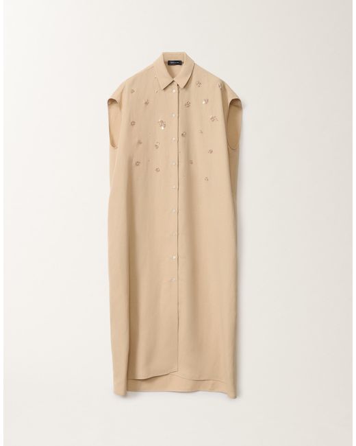 Fabiana Filippi Natural Linen And Viscose Shirt Dress, Sand