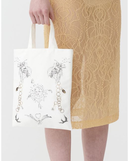 Fabiana Filippi Natural Printed Gabardine Mini Shopping Bag