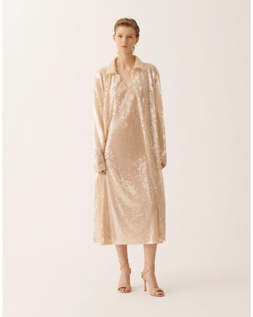 Fabiana Filippi White Water-Effect Sequin Dress