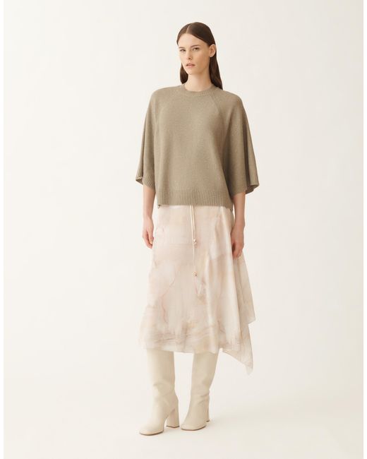 Fabiana Filippi Natural Wool And Silk Cape With Sequins