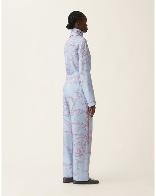 Fabiana Filippi Blue Silk Twill Trousers