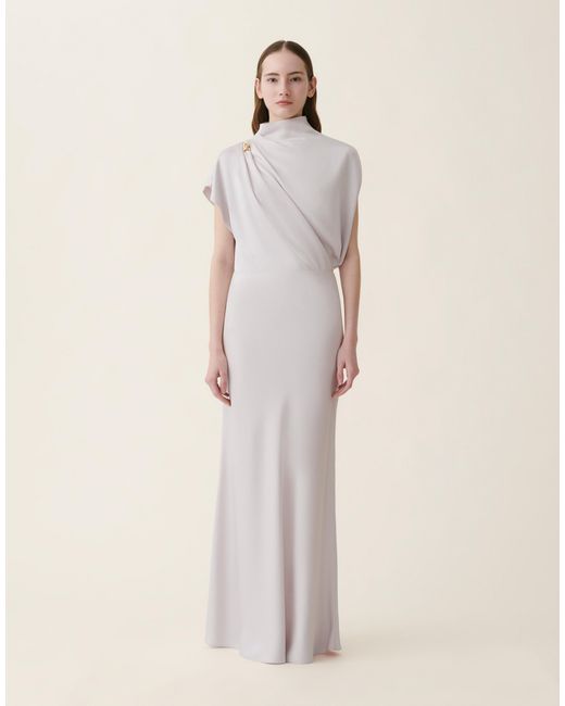 Fabiana Filippi Natural Glossy Enver Satin Skirt