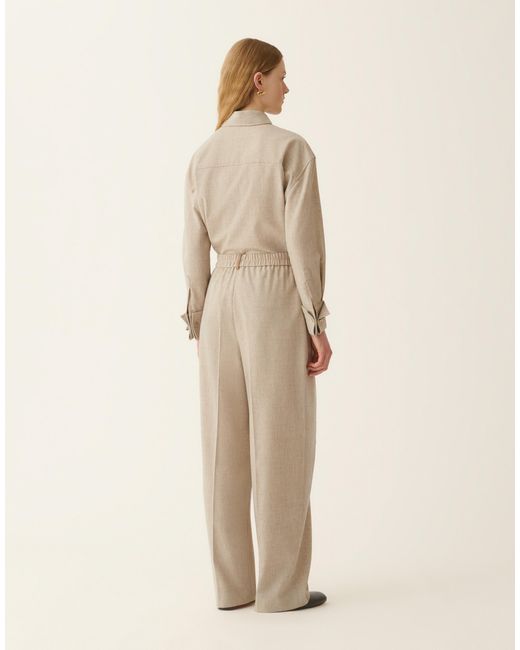 Fabiana Filippi Natural Wide-Leg Flannel Trousers