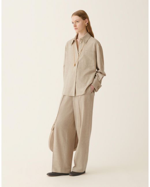 Fabiana Filippi Natural Long Flannel Shirt, Greige