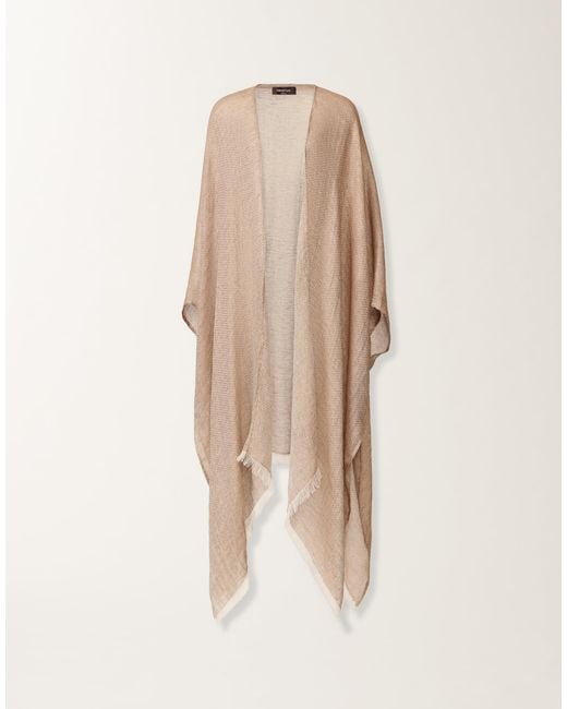 Fabiana Filippi Natural Linen And Viscose Kaftan With Lurex