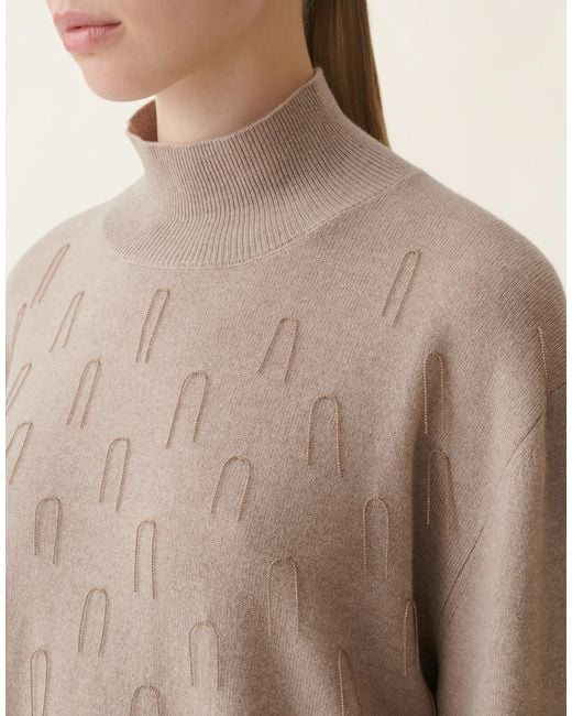 Fabiana Filippi Natural Turtleneck Platinum Sweater
