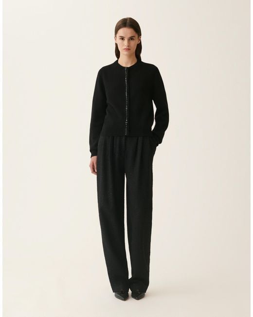 Fabiana Filippi Black Platinum Cardigan With Crystals