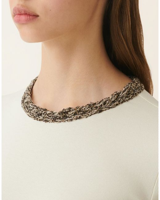 Fabiana Filippi Natural Ribbed Cotton Jersey T-Shirt