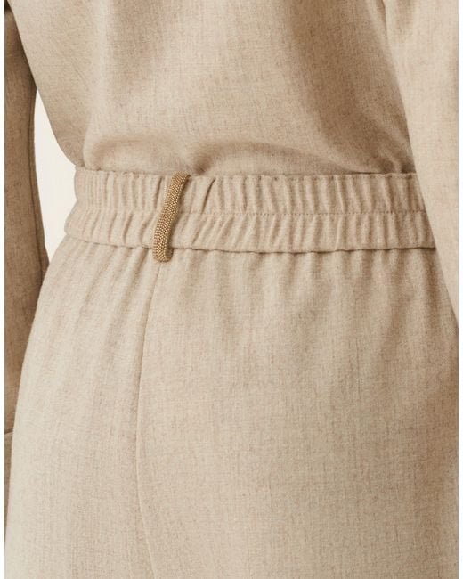 Fabiana Filippi Natural Wide-Leg Flannel Trousers