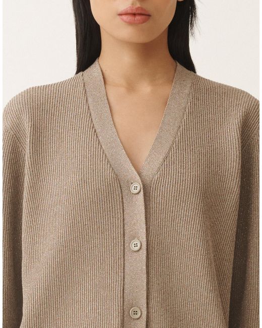 Fabiana Filippi Natural Cardigan Aus Bio-Baumwolle Und Lurex, Schlammbraun