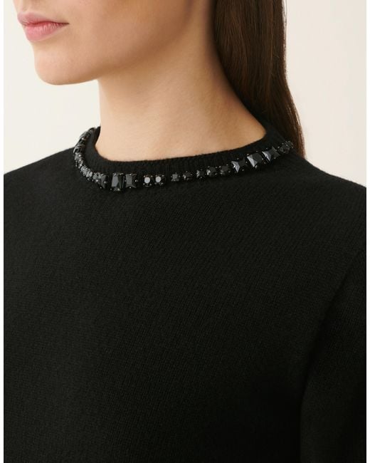 Fabiana Filippi Black Platinum Sweater With Crystals