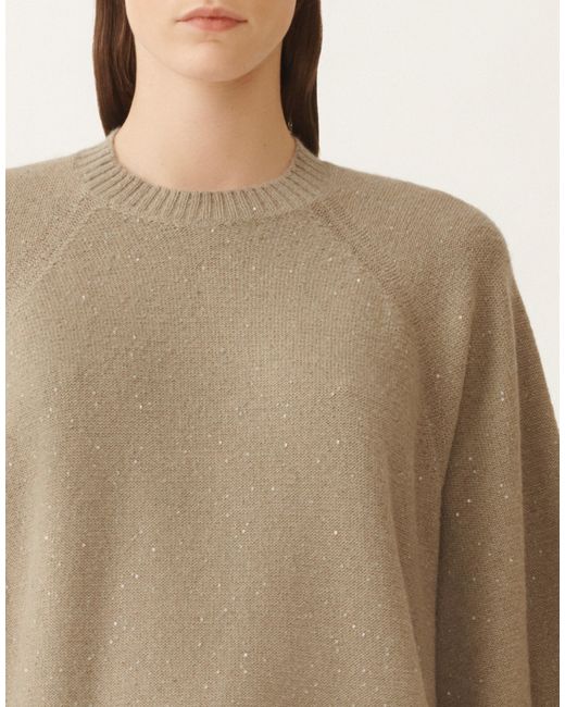 Fabiana Filippi Natural Wool And Silk Cape With Sequins