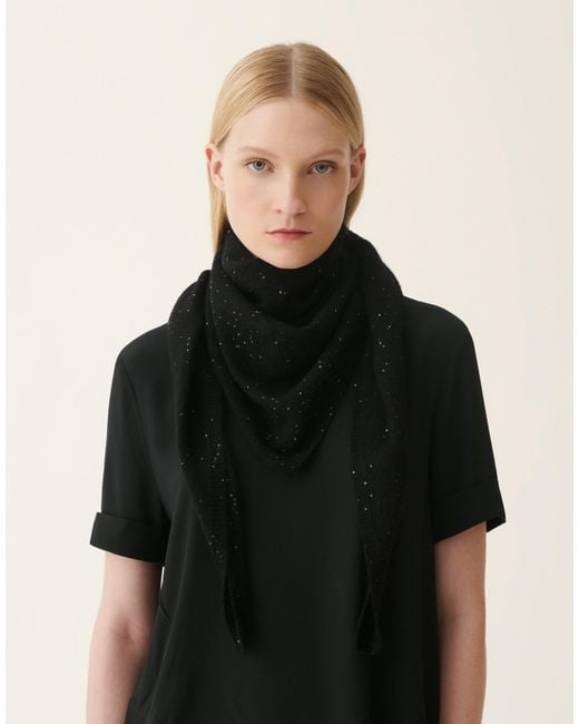 Fabiana Filippi Black Triangular Sequin Scarf