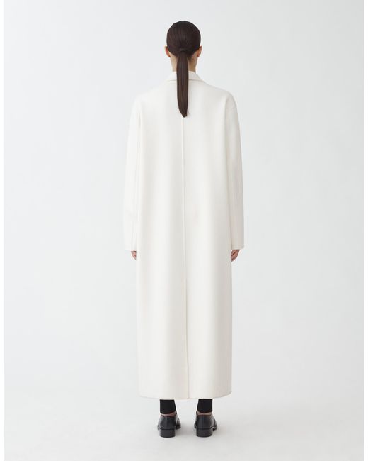 Fabiana Filippi White Zweireihiger Mantel Aus Kaschmir, Weiß