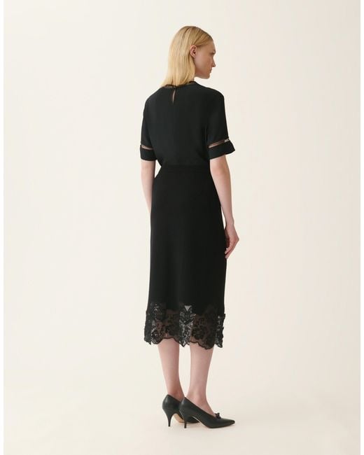 Fabiana Filippi Black Platinum And Lace Pencil Skirt