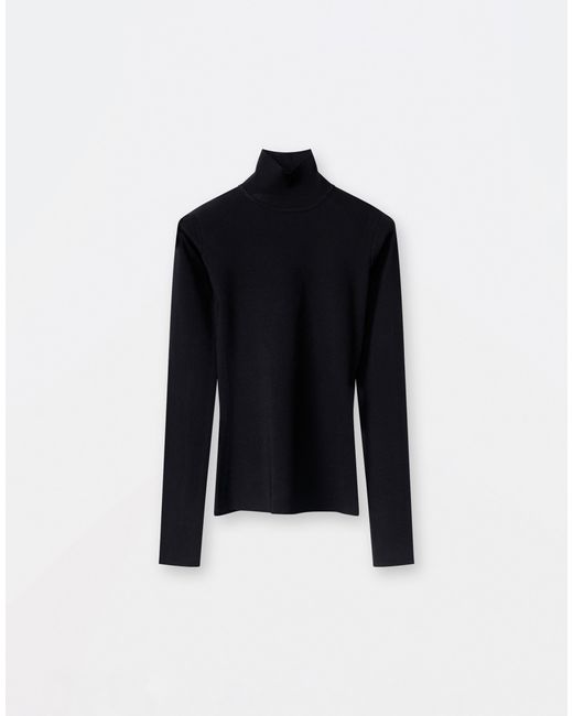 Fabiana Filippi Black Compact Viscose Mock Collar Sweater