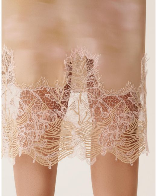 Fabiana Filippi White Printed Silk Twill Skirt With Lace