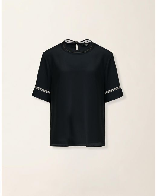 Fabiana Filippi Black Short-Sleeve Crêpe De Chine Top