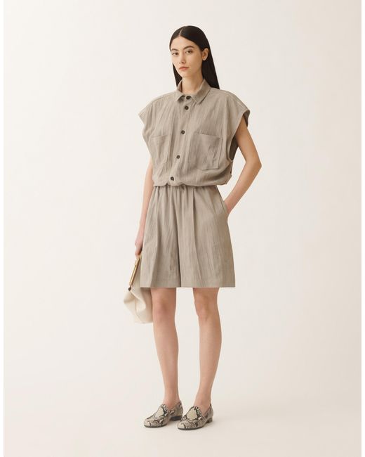 Fabiana Filippi Natural Pleated Suede Bomber Jacket, Clay
