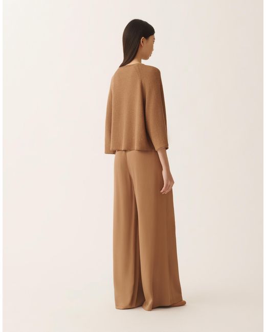 Fabiana Filippi Brown Cotton And Linen Cape With Sequins