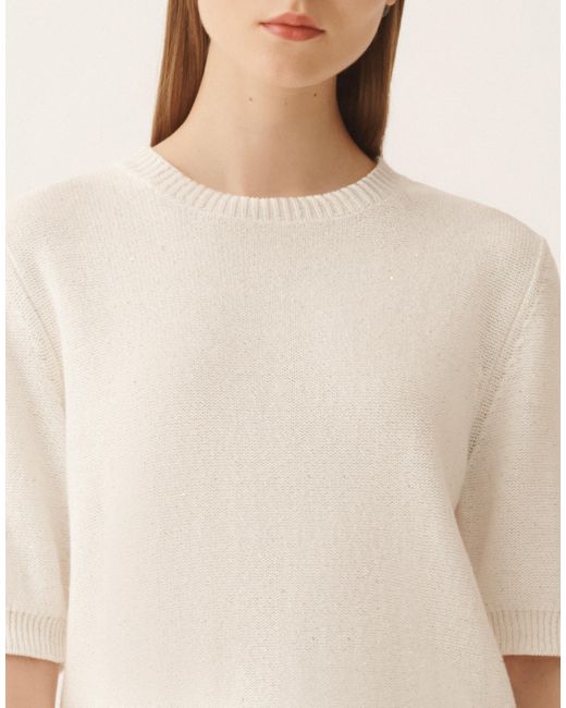 Fabiana Filippi Natural Cotton And Linen Sweater With Sequins