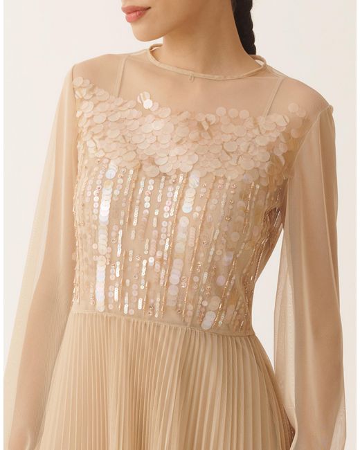 Fabiana Filippi Natural Pleated Tulle Dress, Maple