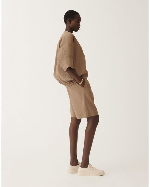 Fabiana Filippi Natural Stretch Viscose And Linen Top, Taupe