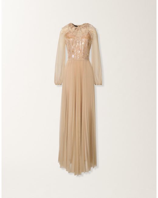 Fabiana Filippi Natural Pleated Tulle Dress, Maple