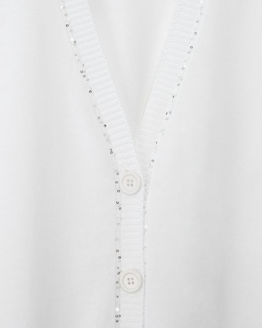 Fabiana Filippi White Cotton Cardigan With Sequin Thread