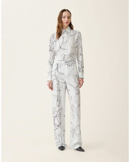 Fabiana Filippi White Silk Twill Trousers