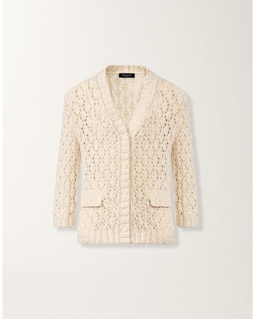 Fabiana Filippi Natural Cotton Tape Cardigan With Sequins