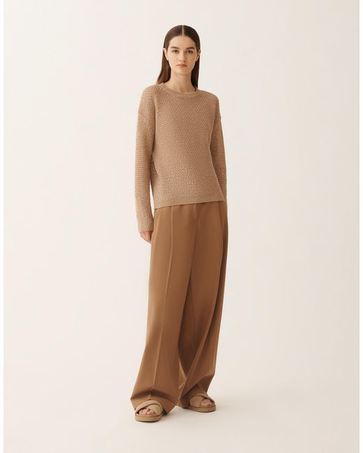 Fabiana Filippi Natural Cotton Ribbon-Knit Sweater With Sequins, Maple
