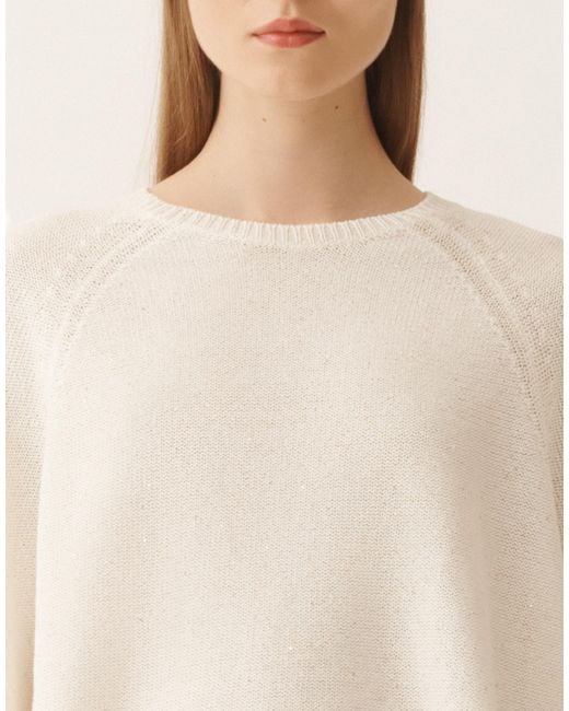 Fabiana Filippi Natural Cotton And Linen Cape With Sequins