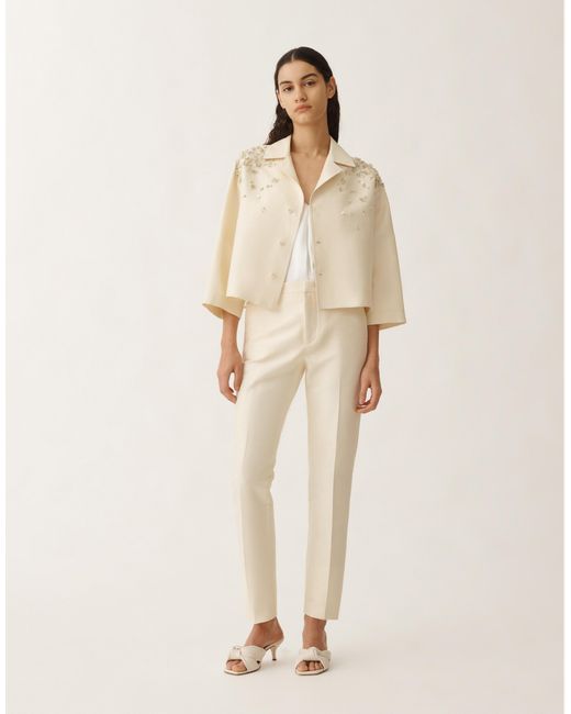 【FABIANA FILIPPI】ミカドコットン&シルクジャケット Fabiana Filippi Cotton And Silk Mikado Jacket, Vanilla in