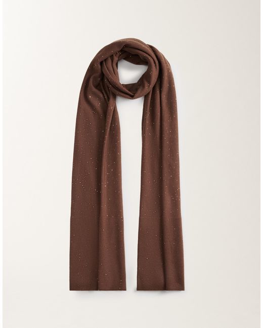 Fabiana Filippi Brown Wool Scarf With Sequins, Ebony