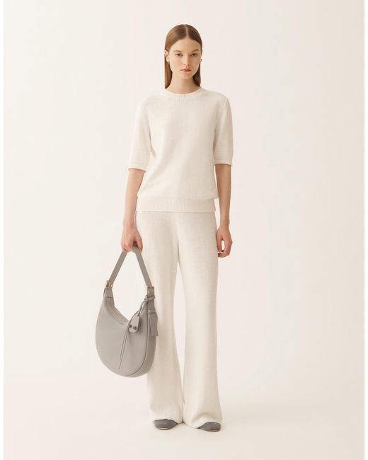 Fabiana Filippi Natural Cotton And Linen Sweater With Sequins