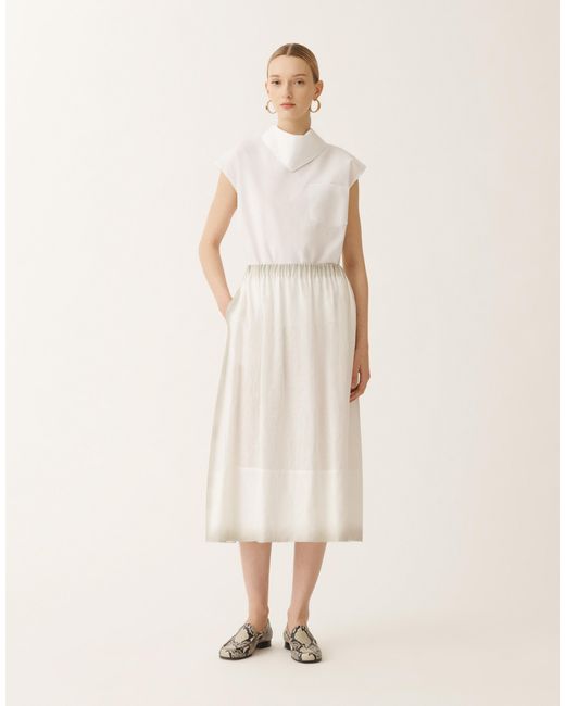 Fabiana Filippi Natural Linen Canvas Skirt With Gradient
