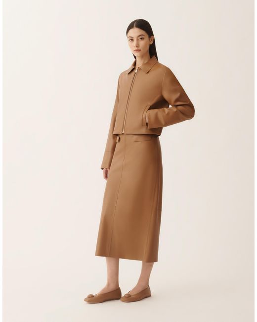 Fabiana Filippi Natural Nappa Lissé Pencil Skirt