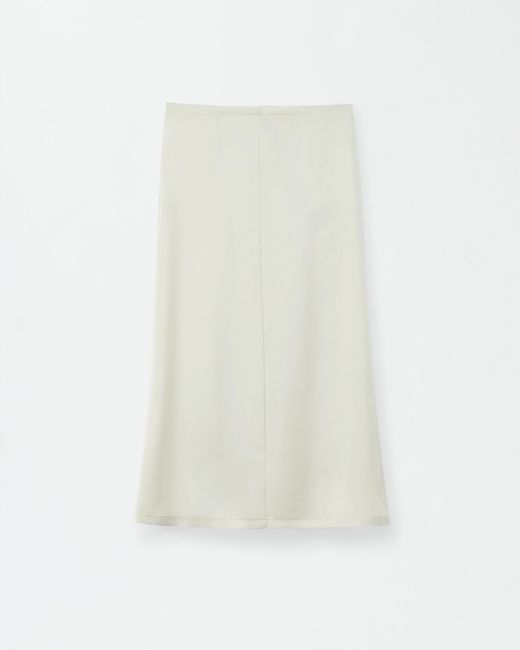 Fabiana Filippi White Satin Long Skirt With Back Drawstring Detail
