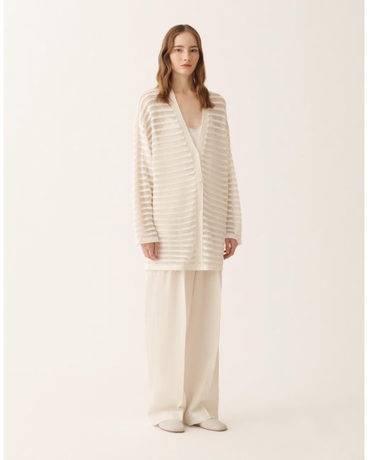 Fabiana Filippi Natural Cotton And Linen Cardigan With Sequins